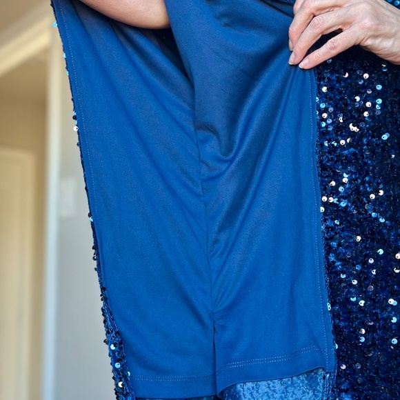 Jingle Belles by Kim Gravel Sequin Paillette Velvet Poncho XS Pageant blue - Picture 7 of 12